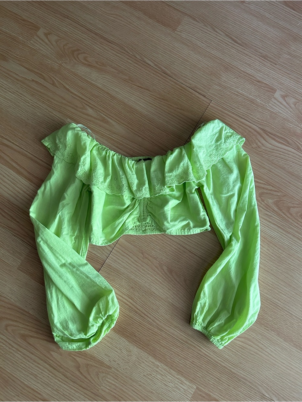 Forever 21 Lime Green Ruffle Cropped Top Small Medium